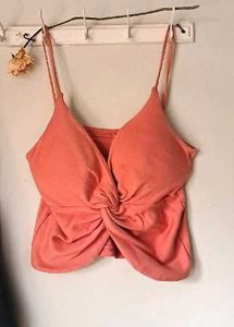 Coral Twist Front Crop Top