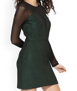 KAZO Luxe Green Georgette One-Piece | Black Long S