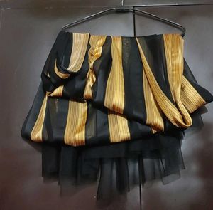 Black &amp; Golden Print Plazo Suit &amp; Dupatta 42 Bust