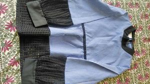 Striped Blouse with Black Trim