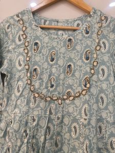 Sky Blue Anarkali Gotapatti suit Set