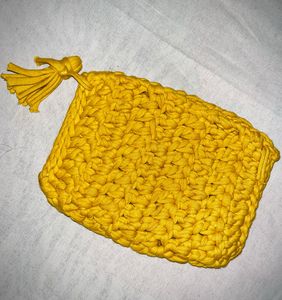 Yellow Knitted Pouch