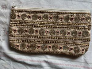Embroidered Sequin Pouch