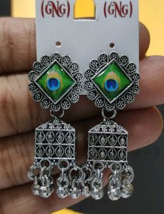Peacock Jhumka Earrings