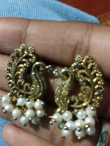 Peacock Pearl Drop Earrings