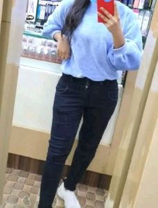 Combo Of Sleeveless T- Shirt &amp; High Waist Jeans