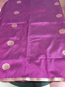 Attractive Purple Saree With Zari .