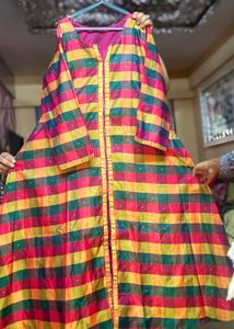 Colorful A-line Zari Buti Cotton Will Kurta