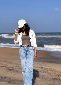 Green &amp; Blue Ribbed Crop Top