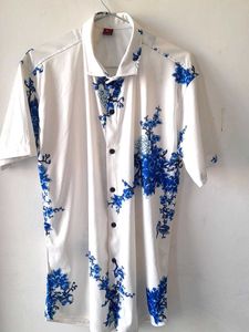 Blue Floral Button-Down Shirt