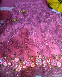 Embroidered Lehenga &amp; Choli With Necklace Free