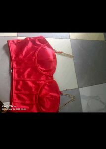 Red Satin Chain Corset Top