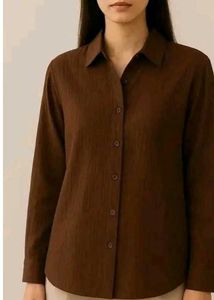 Elegant Brown Button-Down Shirt all sizes