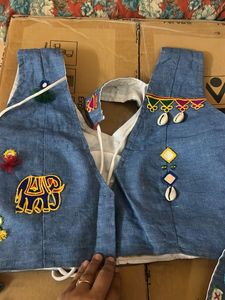 DESIGNER DEMIN HANDWORK BLOUSE WITH BELT