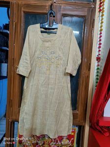 Embroidered Striped Kurti Set