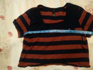 Striped Casual Cropped T-shirt