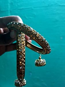 Ethnic Gold Tone Bangles with Jingle Charms
