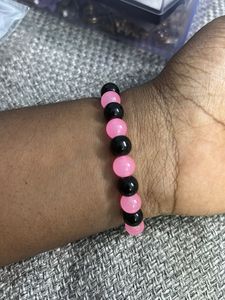Pink &amp; Black Beaded Bracelet
