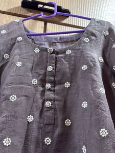 Grey/Mauve Floral Kurta