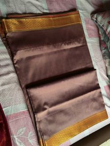 Brown Silk Saree with Gold Border