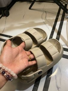 Beige Platform Slides