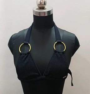 Black Ring Detail Bikini Top