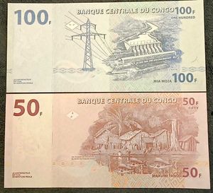 Congo 50 &amp; 100 Francs Currency Note Set