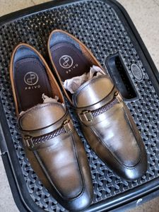 Genuine Leather Olive Patina Penny Loafers