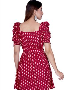 Red Polka Dot Crystal Shantoon Fit &amp; Flare Dress