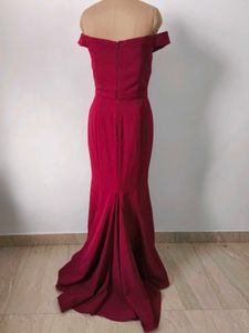 Maroon Off-Shoulder Mermaid Gown