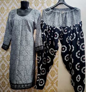 Grey Printed Salwar Kameez With Dupatta
