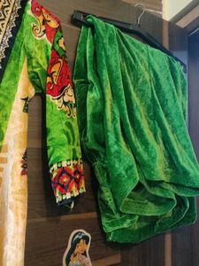 Printed velvet kurta set