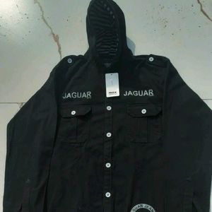 JAGUAR Black Hooded Casual Shirt