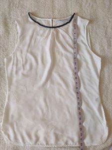 White Sleeveless Beaded Top