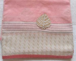 Peach Saree with Stitched Blouse