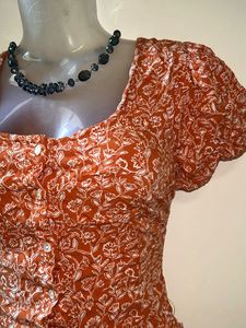 Vintage Florals Orange Top❤️