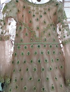 Bridal Designer Heavy Work Tail Cut Frock With Vel