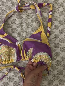 Purple Embellished Bikini