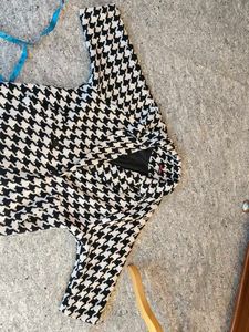 Houndstooth Double-Breasted Coat