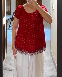 Forever 21 Red Top/ Short Kurta/ Off Shoulder
