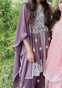 Embroidered Mauve Tunic Top