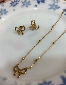 Gold Plated Bow Themed Jewellery Set🎀🎀