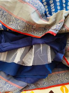 Blue Silk Lehenga Skirt