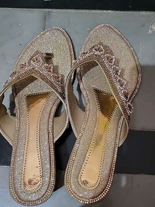 Sparkling Gold Ethnic Flats one time used