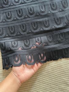Black Textured Short Sleeve Top