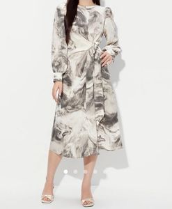 Marble Belted A-Line Dress