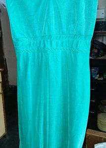 Sea Green Gown With White Stone Work