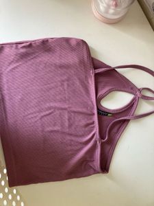 Mauve Ribbed Halter Tank Top
