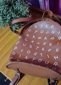 Brown Letter Print Backpack
