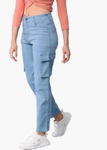 Light Wash Denim Cargo Jeans